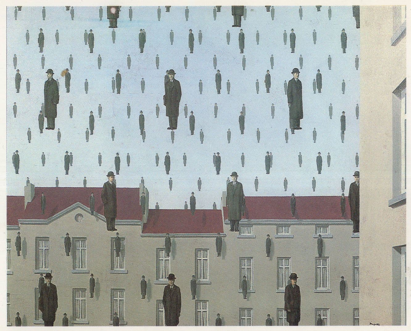 Rene Magritte Golconda Belgium Surrealism Painting Postcard
