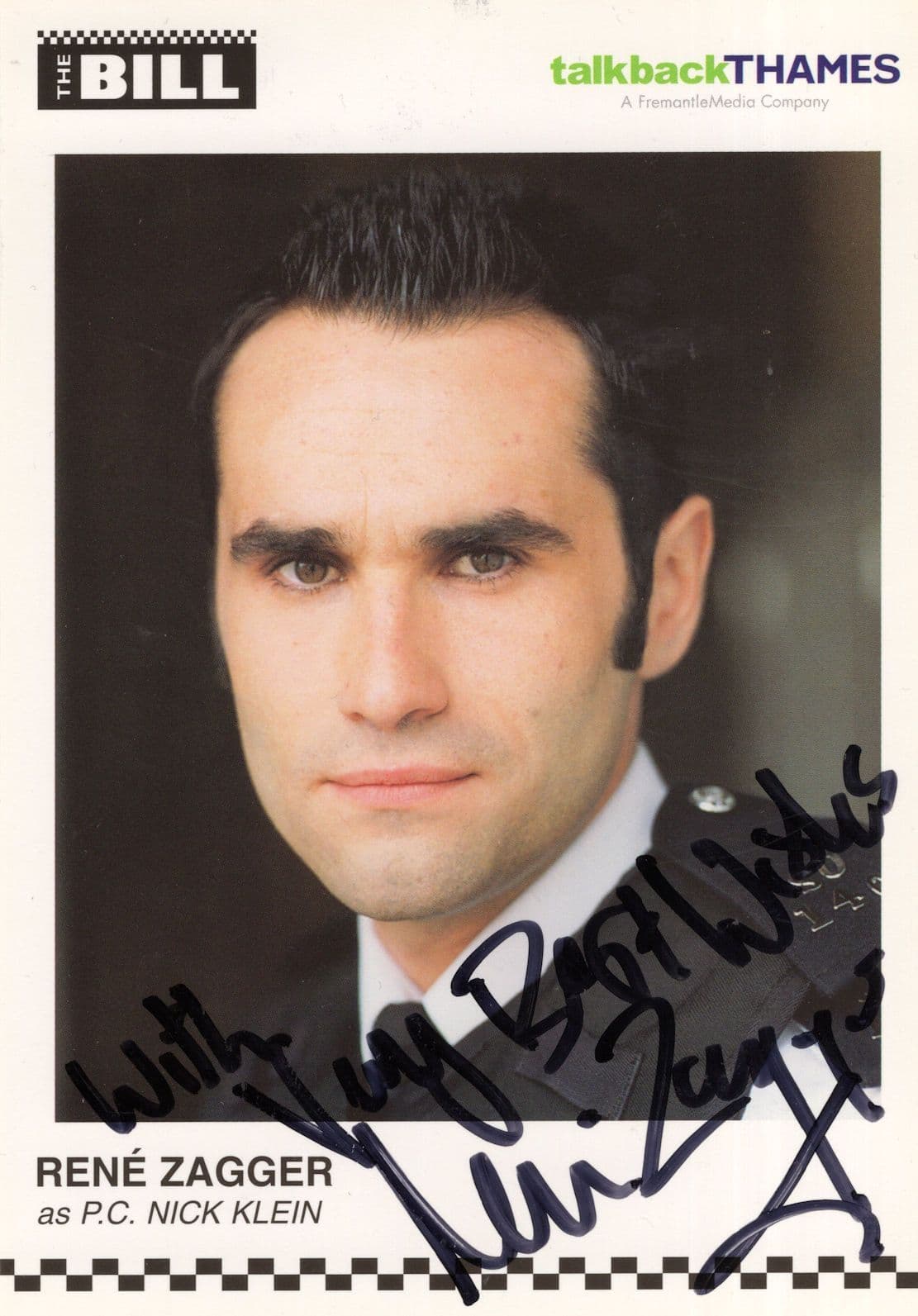 Rene Zagger as PC Nick Klein in The Bill RARE ITV Hand Signed Cast Card Photo