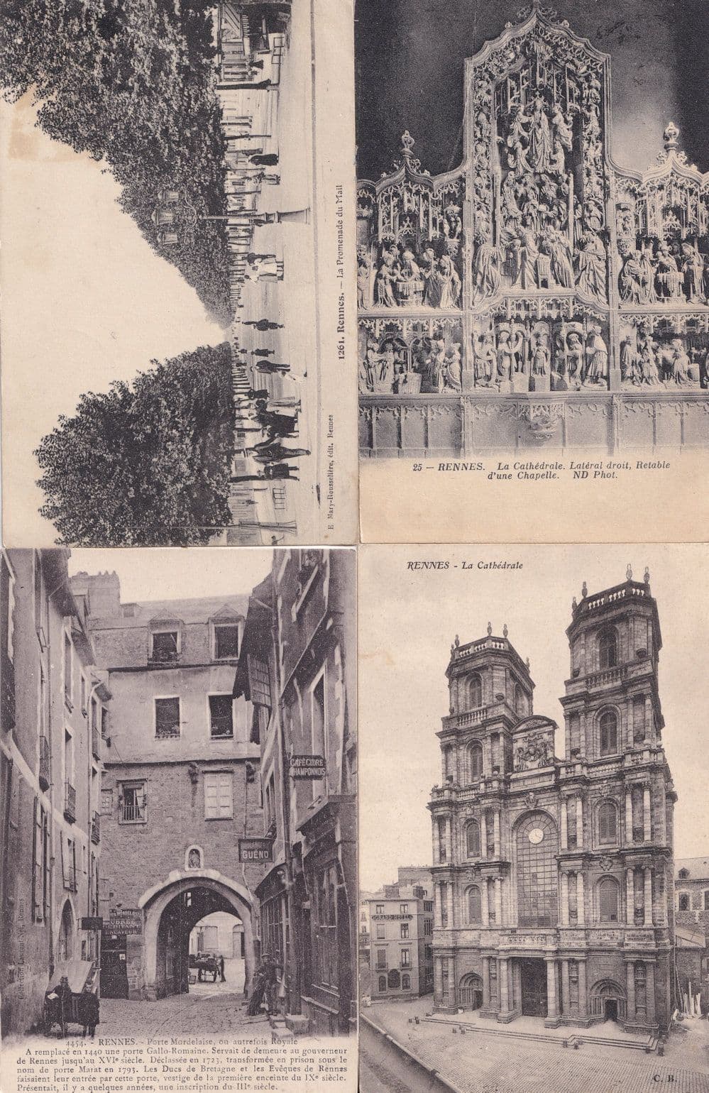 Rennes Cathedrale Promenade Du Mail Porte Mordelaise 4x Postcard s
