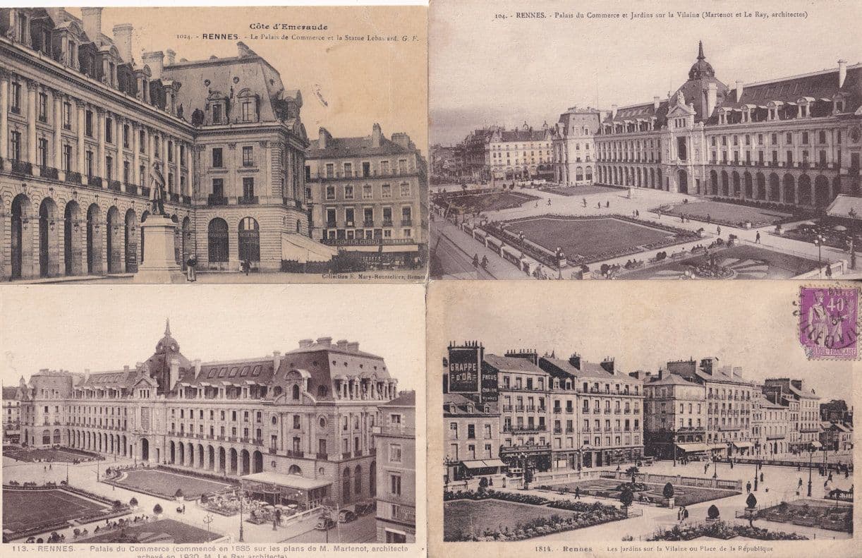 Rennes Palais Du Commerce 4x Antique French Postcard s