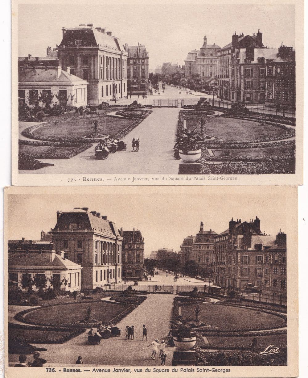 Rennes Vue Du Square Du Palais St. Saint Georges 2x French Postcard s