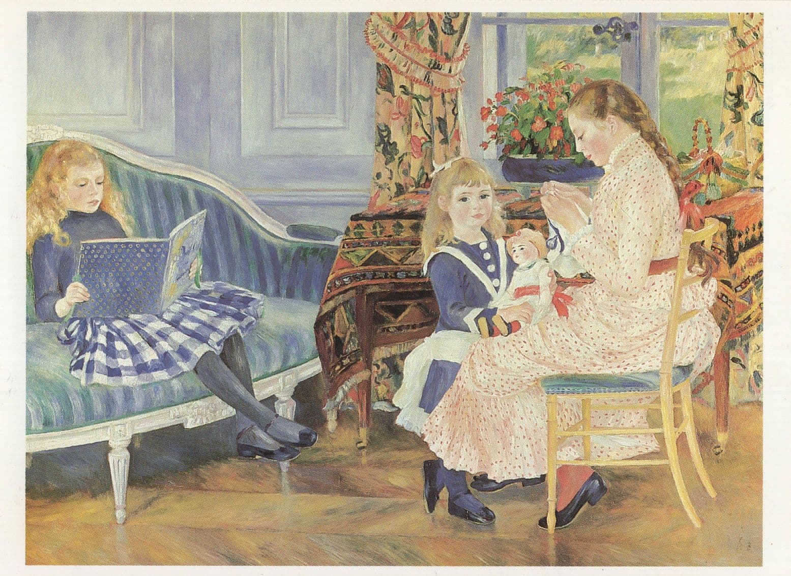 Renoir Der Nachmittag Der Kinder In Vargemont Painting Postcard