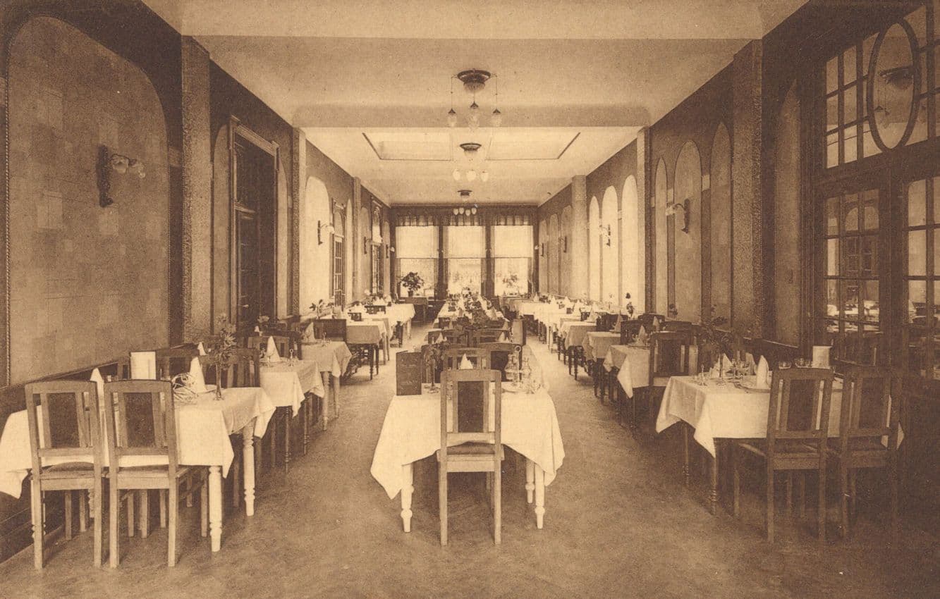 Restaurant Interior Memlinc Hotel Blankenberghe Belgium Old Postcard
