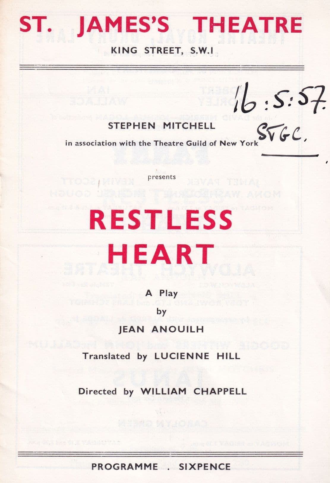 Restless Heart Donald Pleasence Halloween Film Theatre Programme