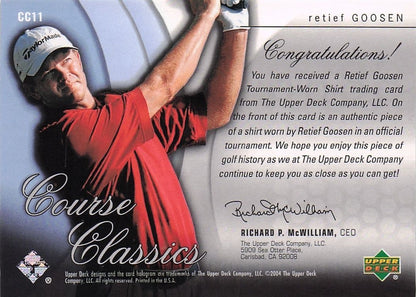 Retief Goosen Course Classics 2004 Authentic Tournament Upper Deck Golf Shirt Card