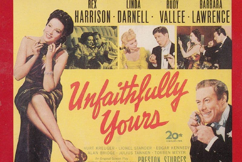 Rex Harrison Unfaithfully Yours American Film Cinema Poster Art Rare Postcard