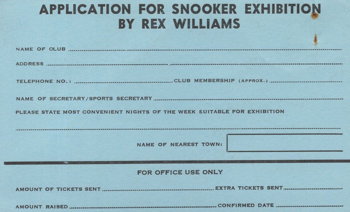 Rex Williams Old Snooker Pool Application Birmingham Postcard
