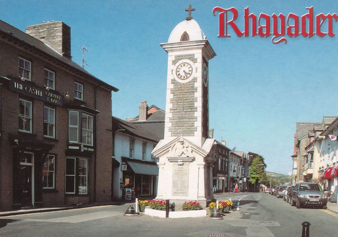 Rhayadar Memorial Castle Pub Radnorshire Welsh Postcard