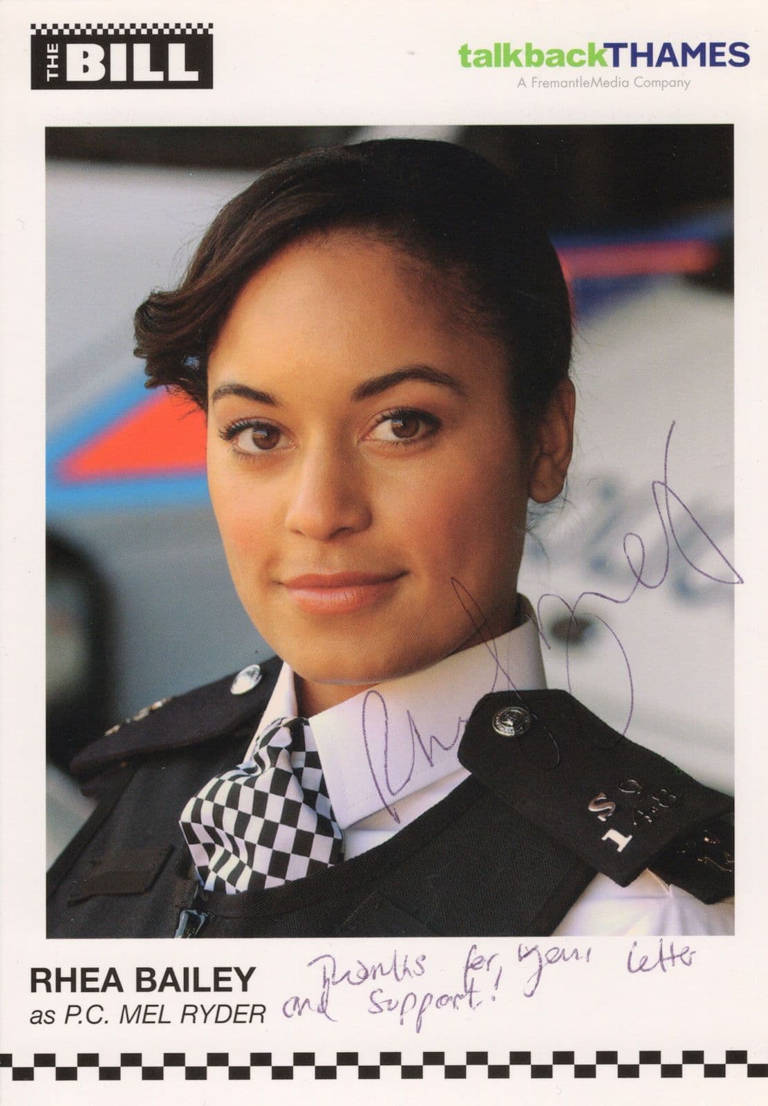 Rhea Bailey as PC Mel Ryder The Bill ITV Hand Signed Cast Card Photo