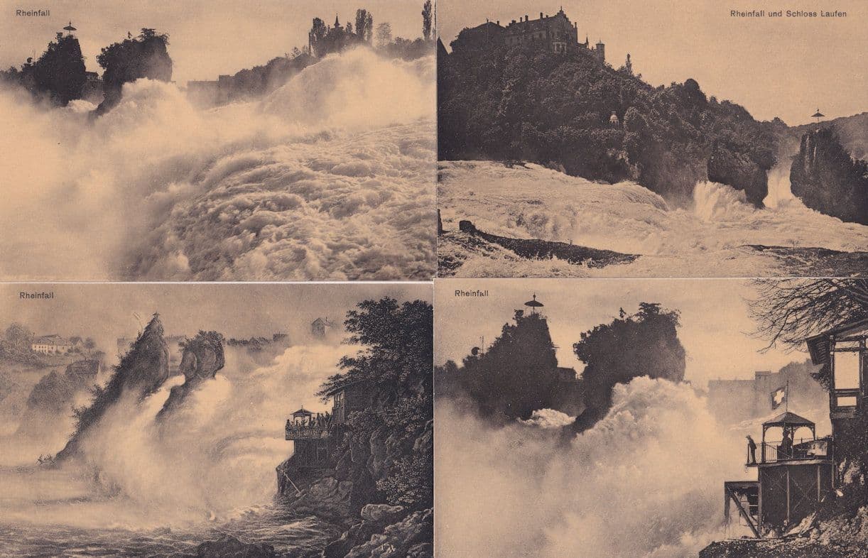 Rheinfall Rhine Falls Switzerland 4x Storm Disaster Postcard s