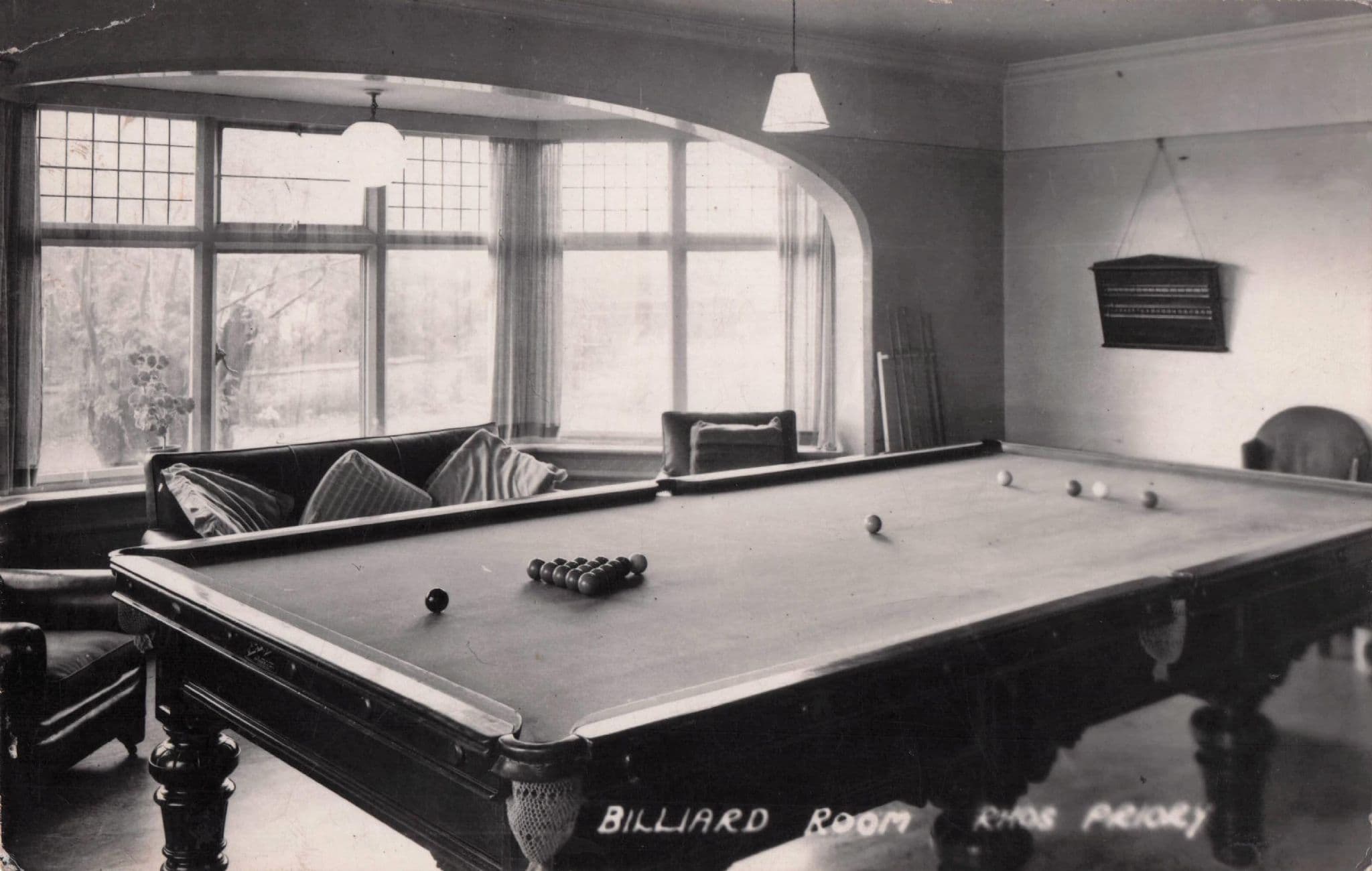 Rhos Priory Billiard Room Snooker Table Welsh Old RPC Postcard