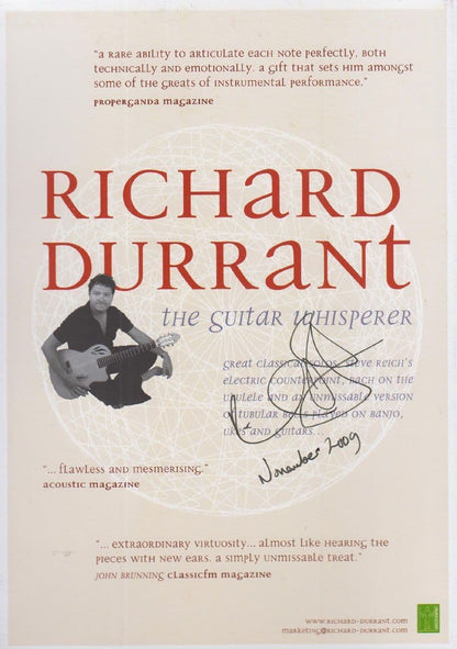 Richard Durrant The Guitar Whisperer Hand Signed Theatre Flyer