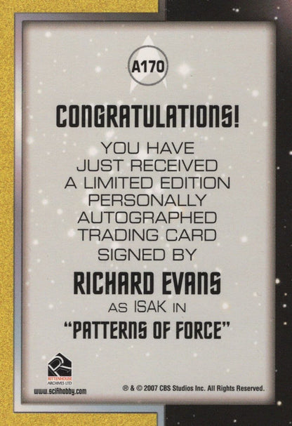 Richard Evans Star Trek The Original Series Rare Autograph Card