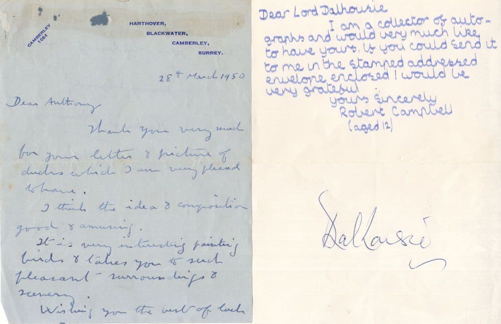 Richard Harrison Lord Dalhousie 2x Hand Signed Letter s