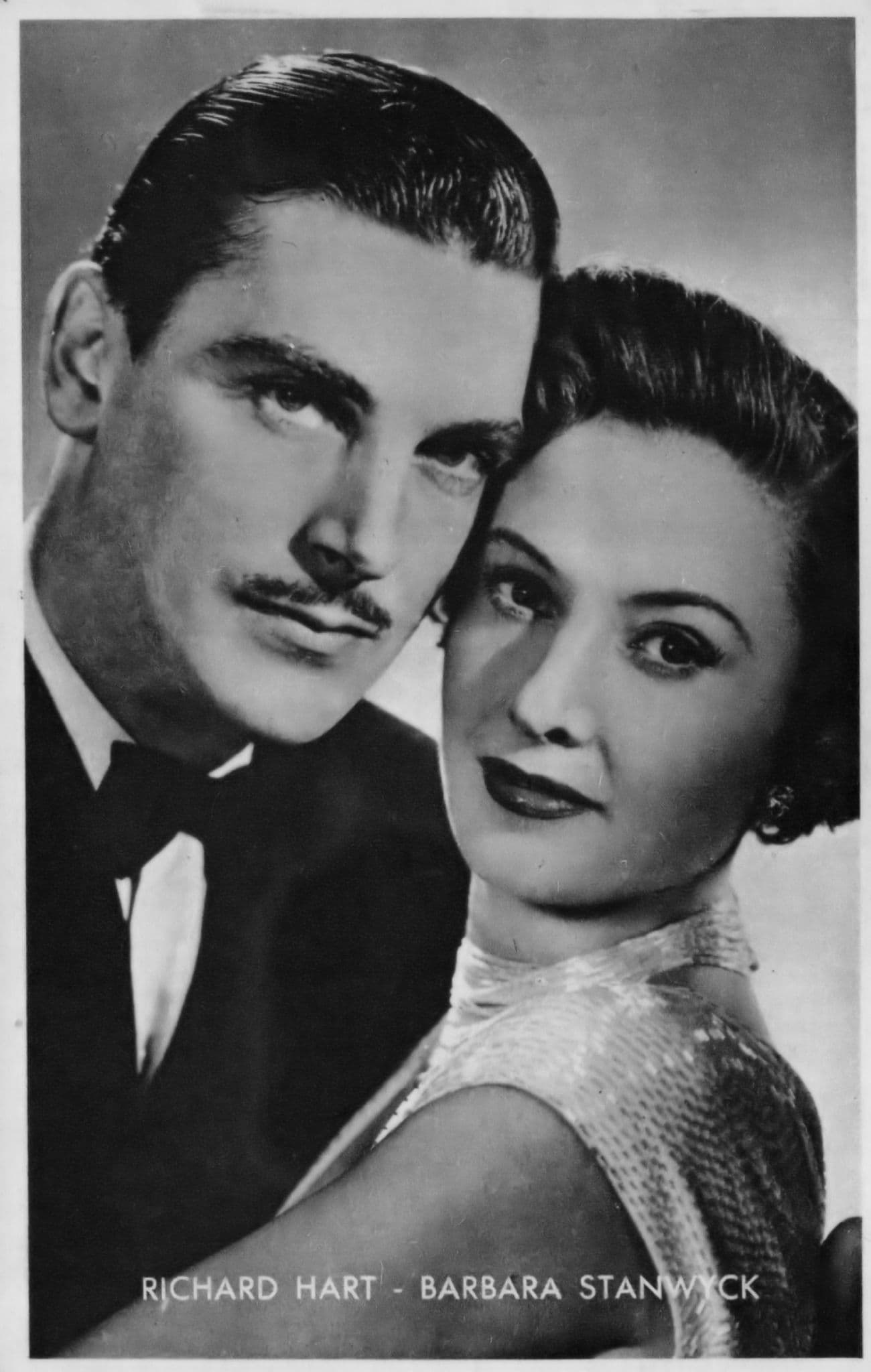 Richard Hart Barbara Stanwyck Rare Kwatta Belgium Postcard Size Film Photo