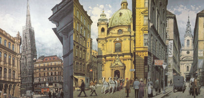 Richard Pokorny Austria 5x Wien Stephansdorm Markt Painting Postcard s