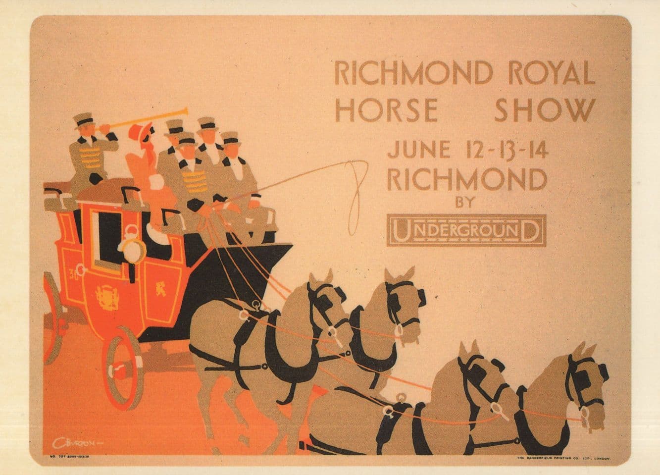 Richmond London Surrey Horse Show Old Transport Poster Postcard