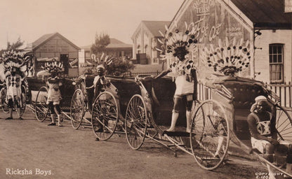Ricksha Boys at South Africa Sweet Beach Shop RPC Old Postcard
