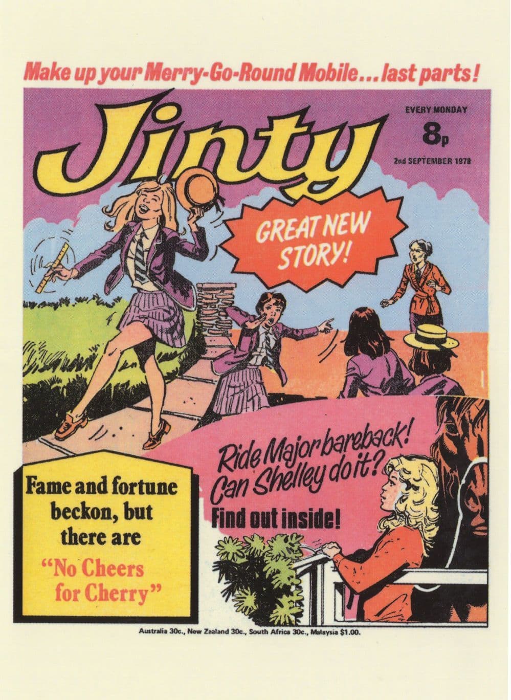 Ride A Winning Horse Schoolgirl 1970s Jinty Comic Book Postcard
