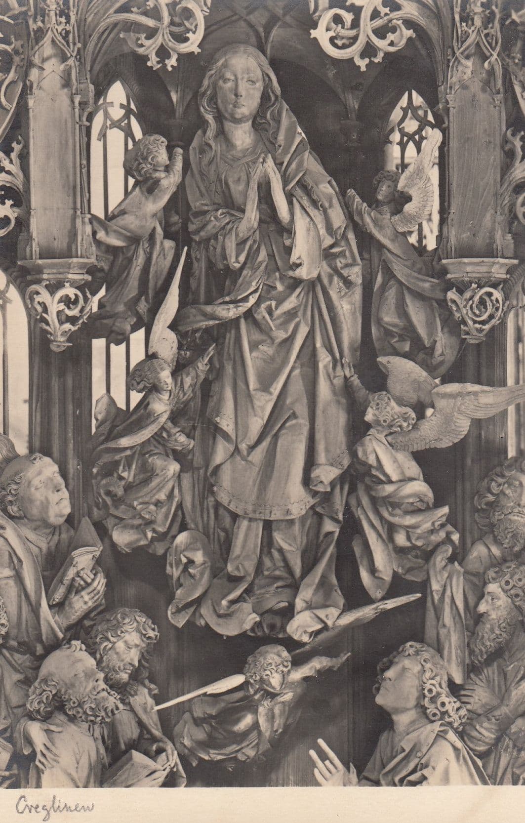 Riemenschneider Maria Mit Engeln Statue Postcard