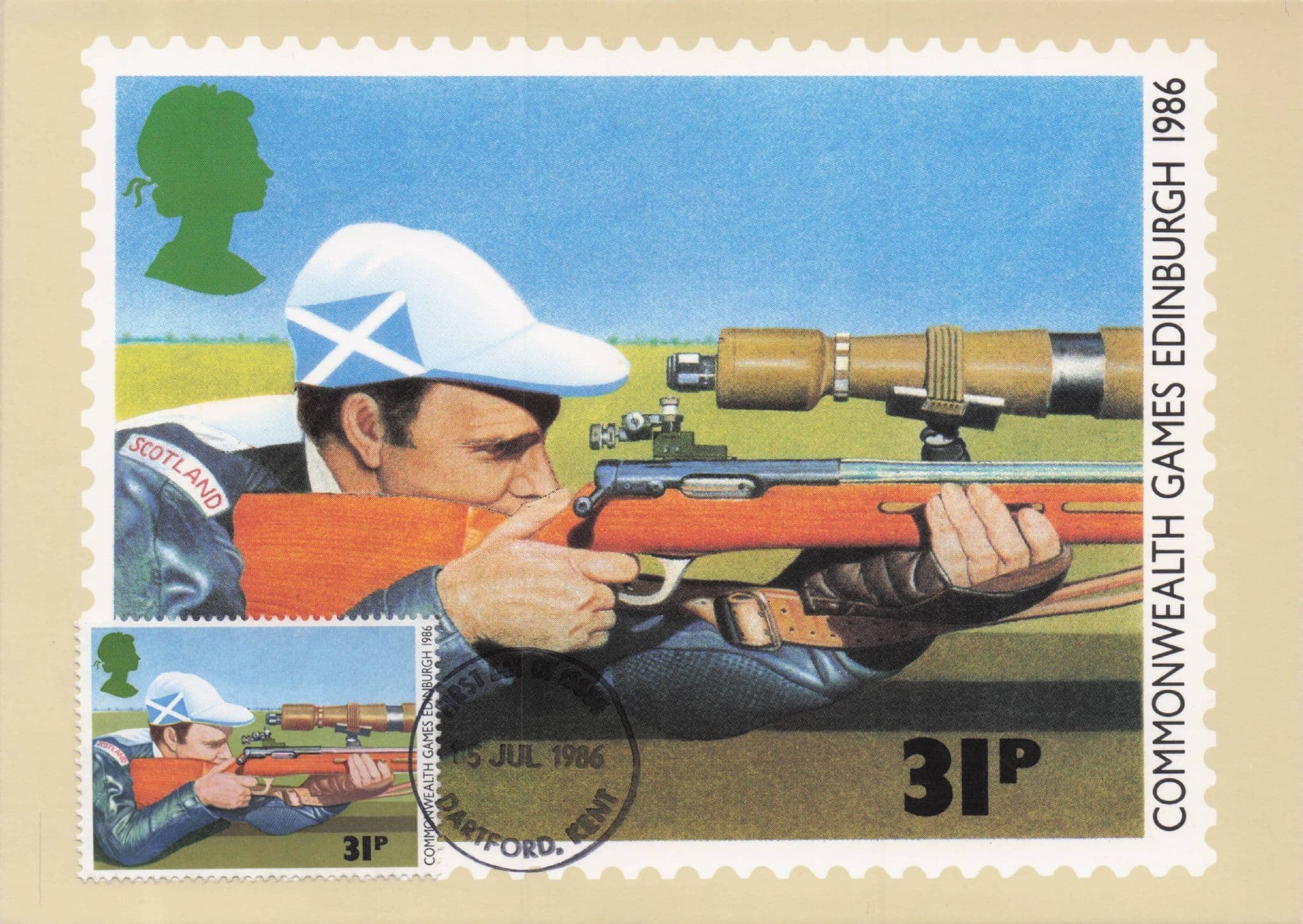 Rifle Shooting Gun Scottish Edinburgh Games 1986 FDC Postcard