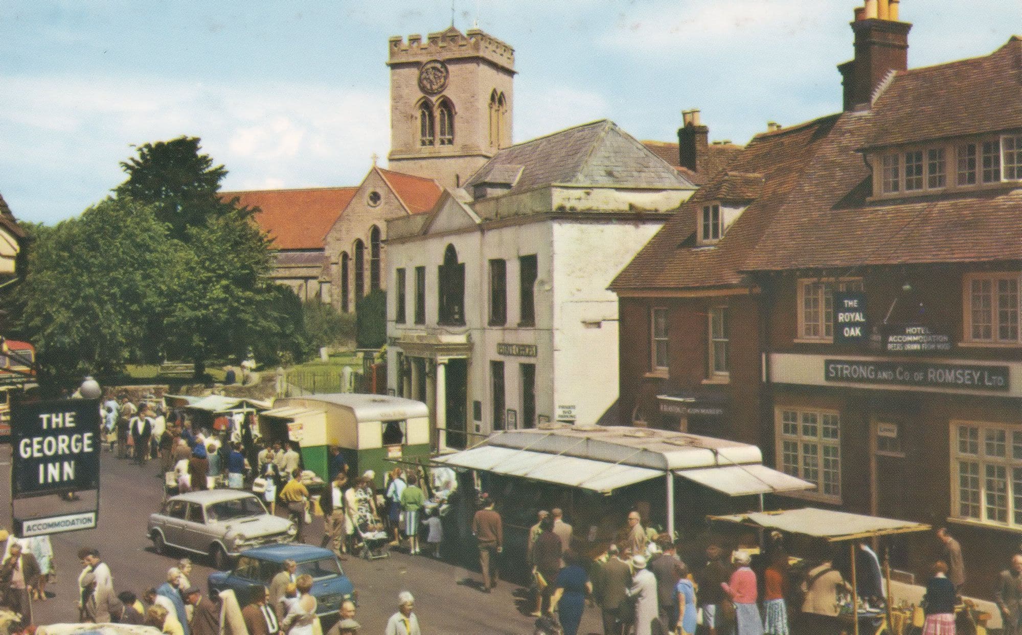 Ringwood Market Day Hampshire Burger Caravan 1970s Postcard