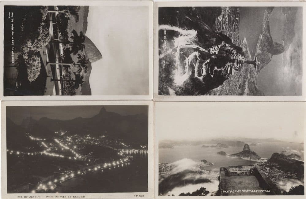 Rio De Janeiro Assocar Vista Statue 4x Antique Real Photo Postcard s