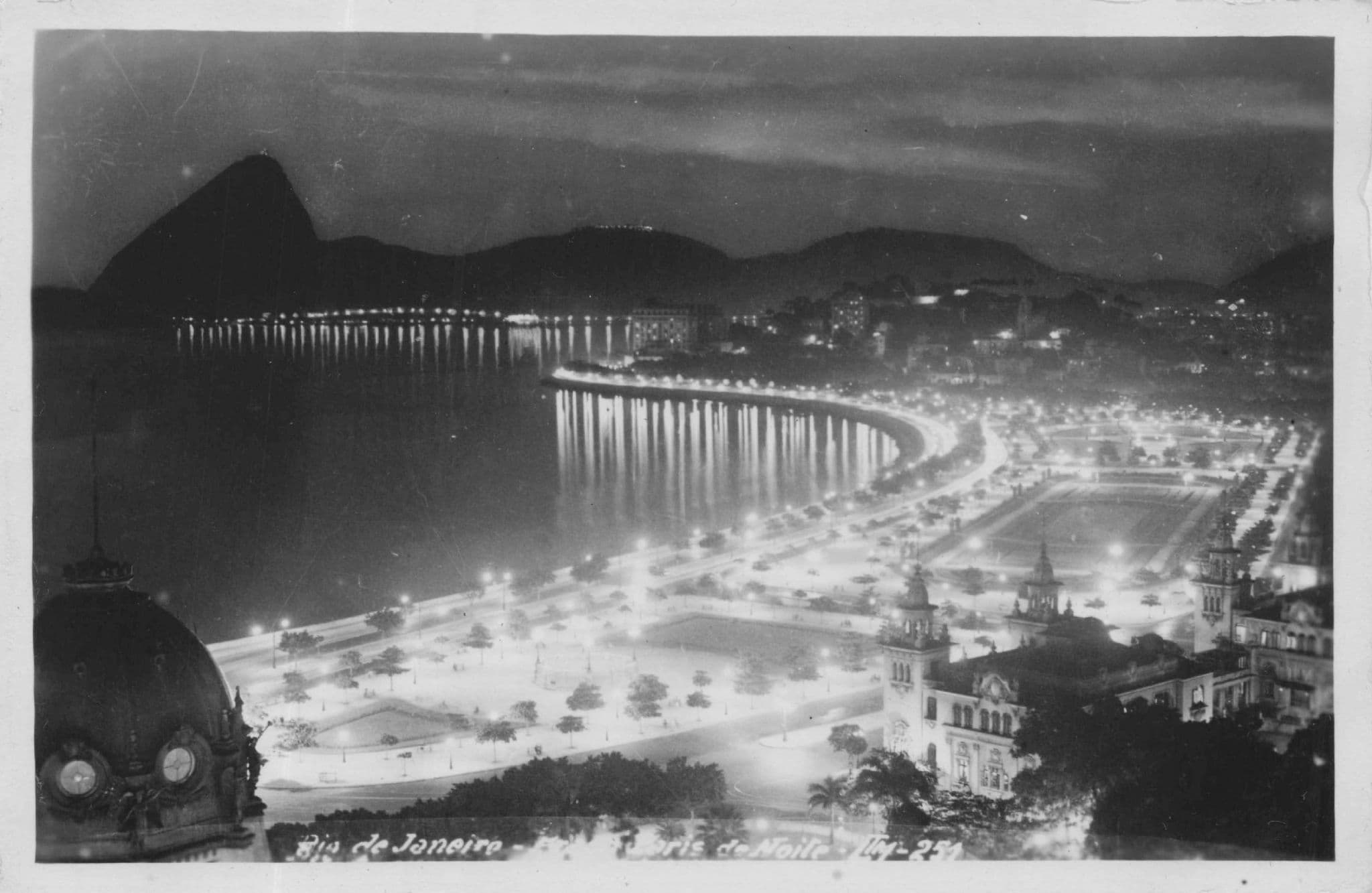 Rio De Janeiro Paris Praca At Night South American Photo Postcard