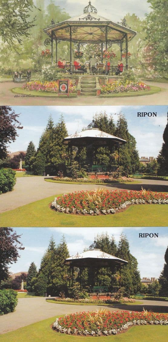 Ripon Bandstand 3x Postcard s
