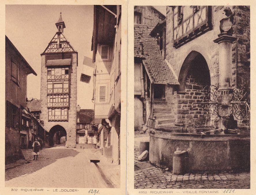 Riquewihr Vielle Fontaine Le Dolder 2x Antique French Postcard s
