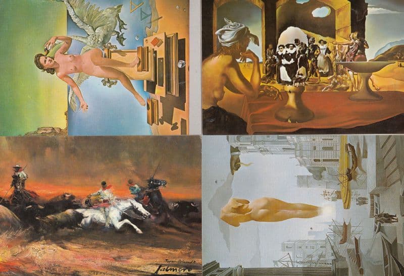 Risque & Bullfight 4x Spanish Painting Culture Postcard s
