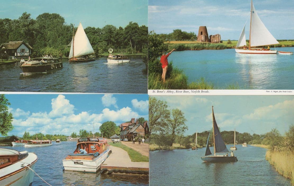 River Bure Norfolk Broads Lovers Waving Ships 4x 1970s Postcard s
