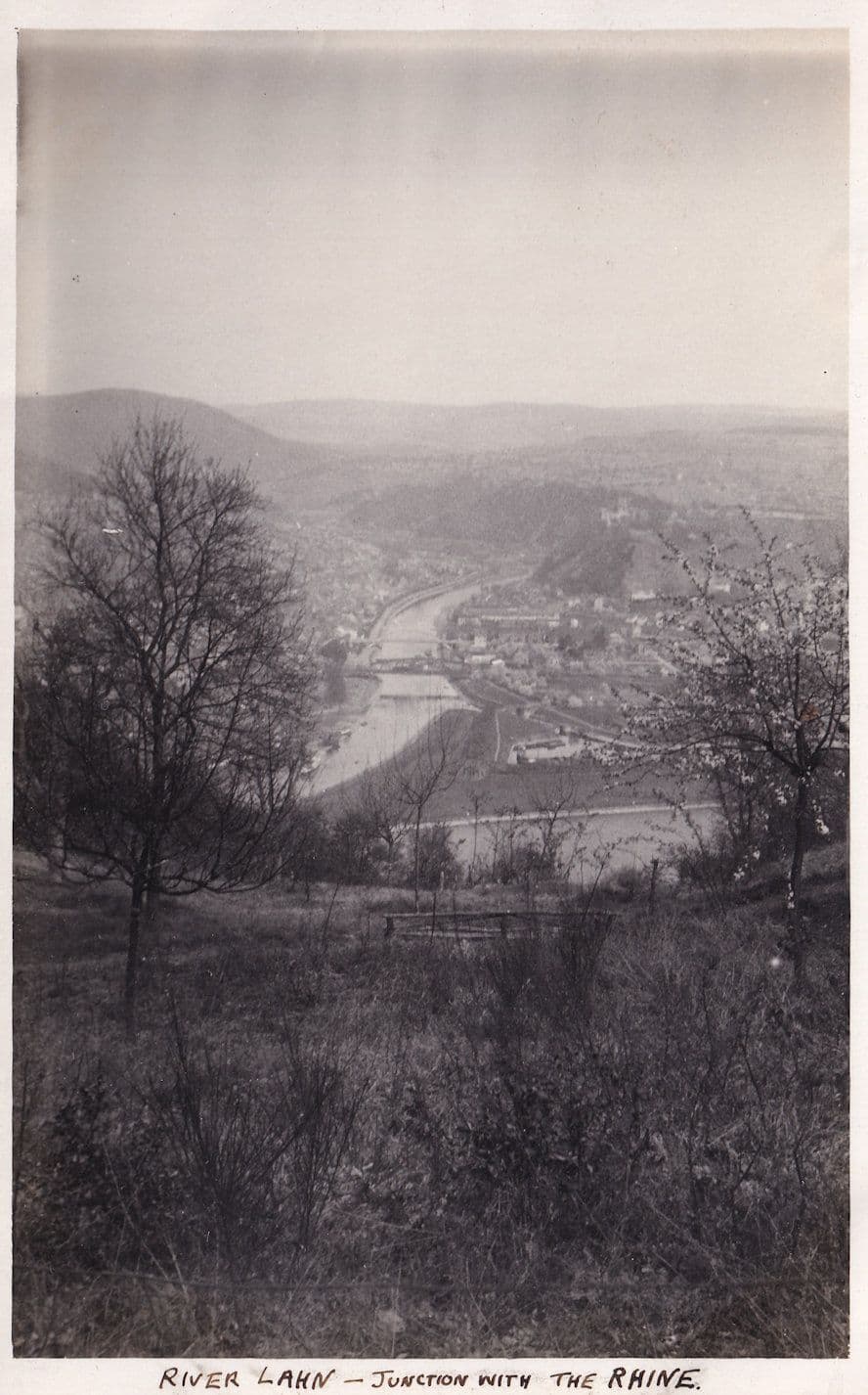 River Lahn Rhine Junction German Real Photo Vintage Aerial Postcard