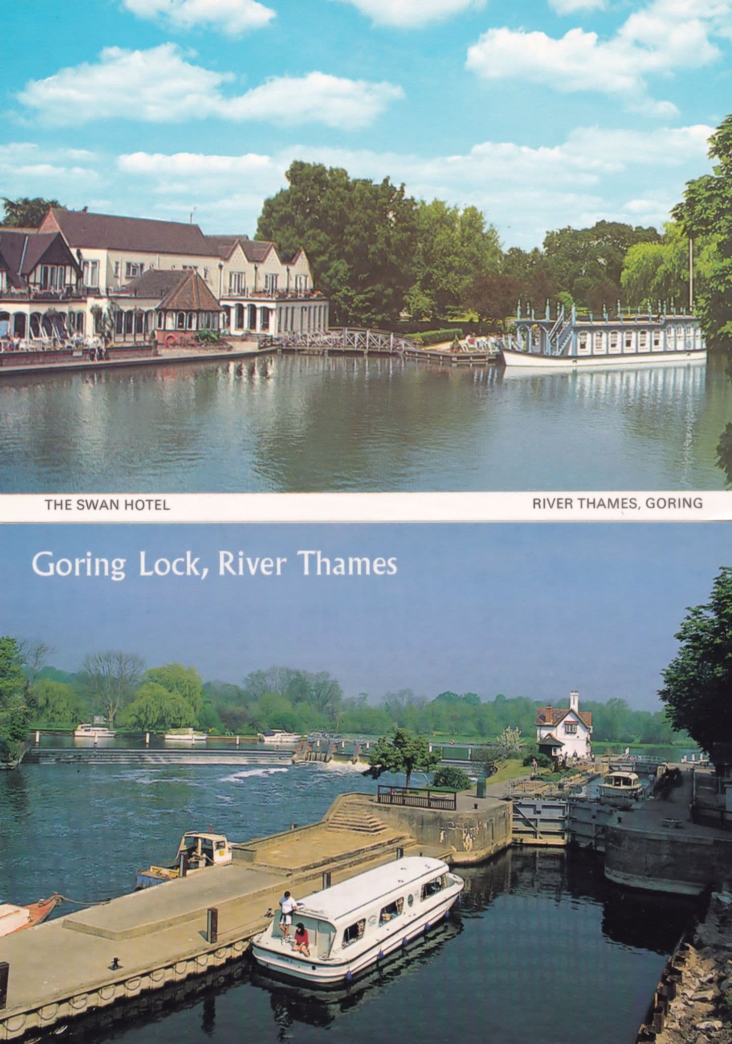 River Thames Goring Lock Swan Hotel 2x Postcard s
