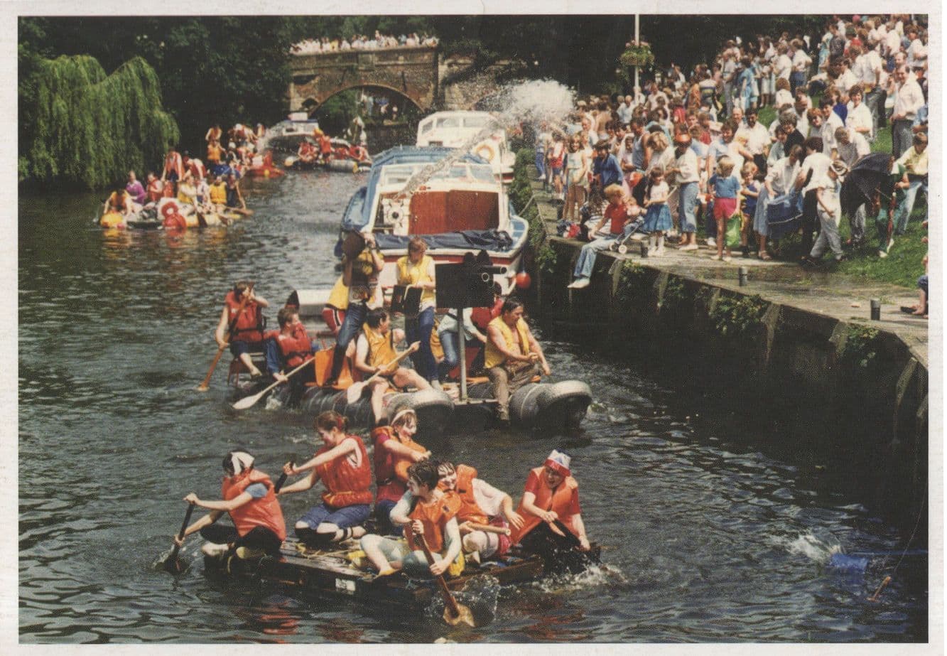 River Wensum Norwich 1987 Boat Raft Race Norfolk Postcard