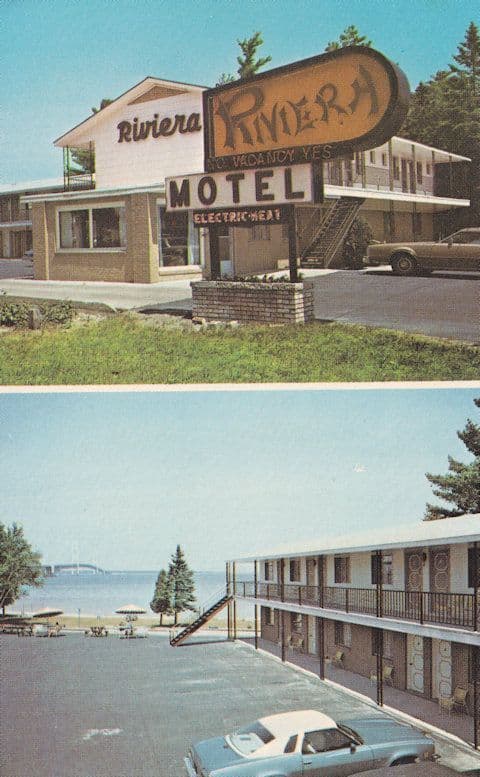 Riviera Motel Lake Michigan Postcard