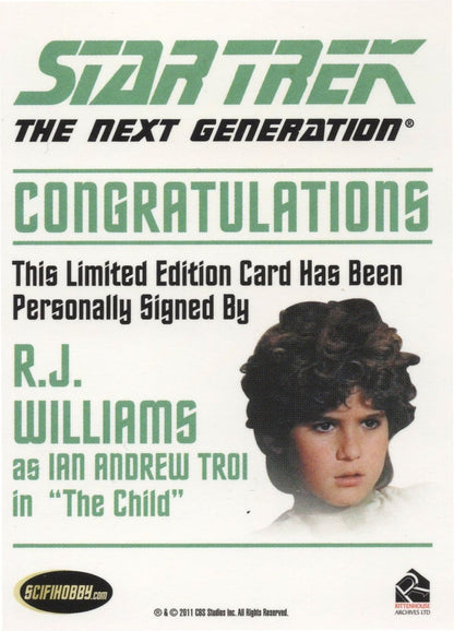 RJ Williams Star Trek Hand Signed Autograph Photo Card