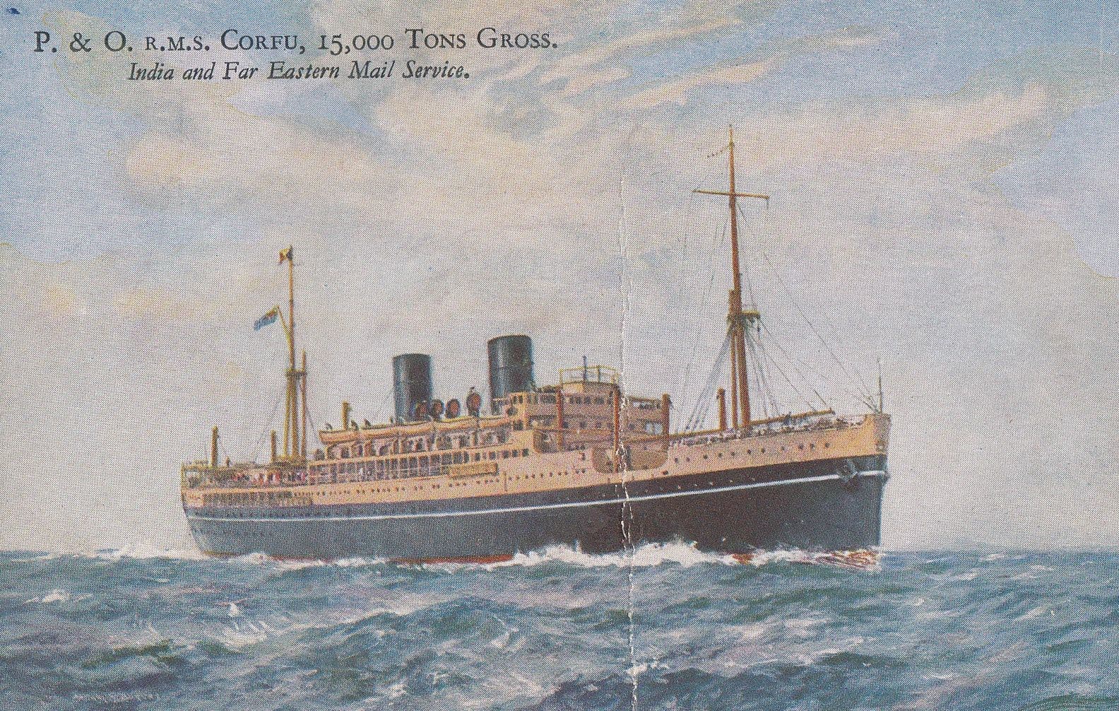 RMS P&O Corfu Ship India Service Antique Postcard