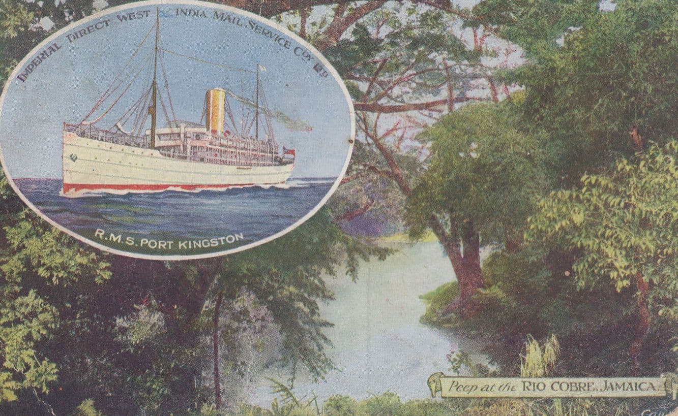 RMS Port Kingston India Mail Ship Jamaica Old Postcard