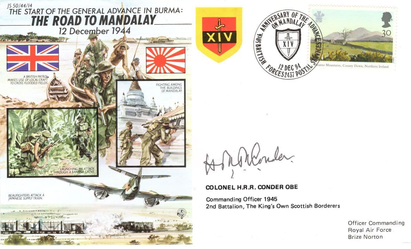 Road To Mandalay Burma Military Colonel HRR Conder OBE WW2 Hand Signed FDC