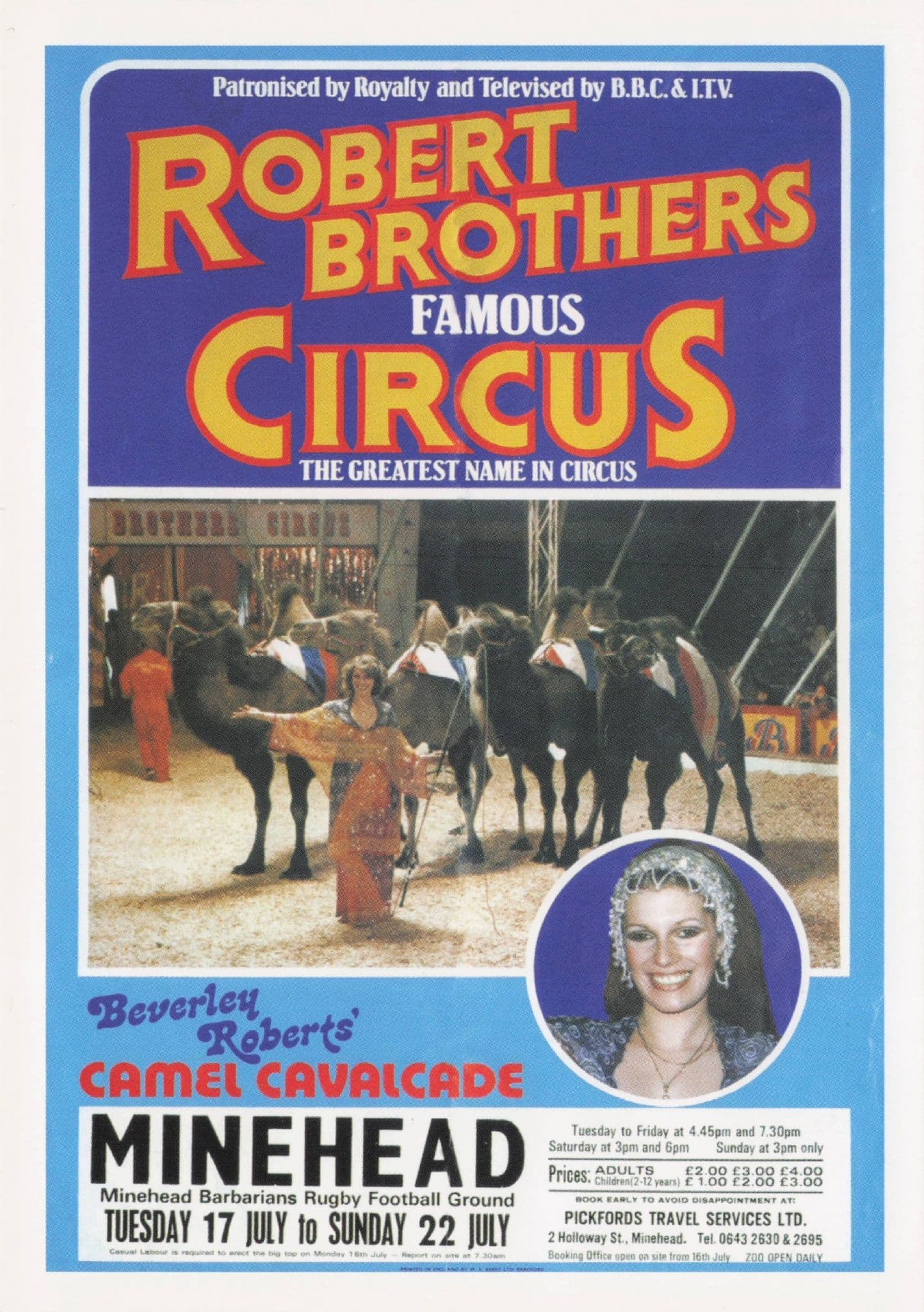 Robert Brothers Circus Beverley at Minehead Somerset Poster Postcard