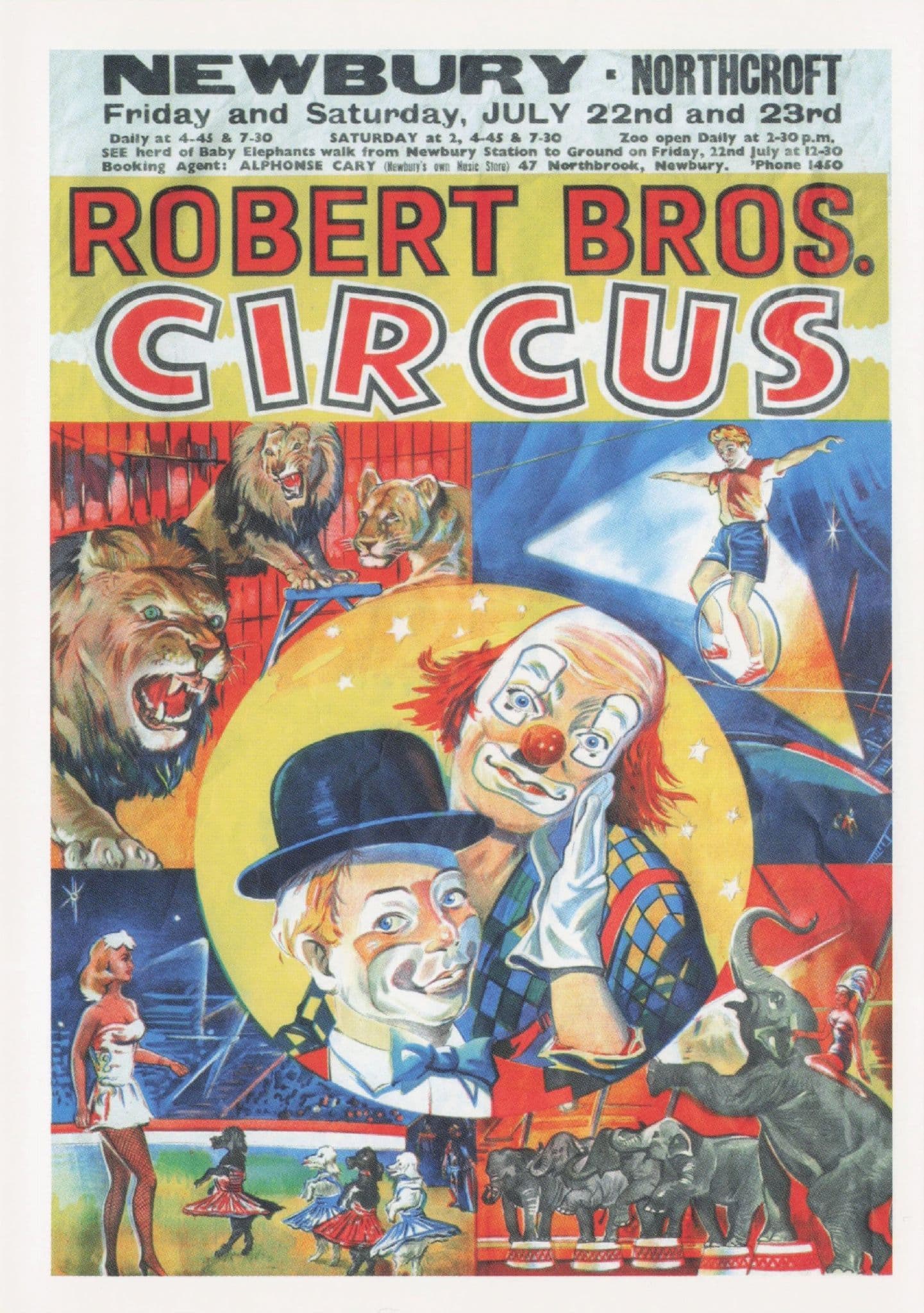 Robert Brothers Circus Clowns Northcroft Newbury Berkshire Poster Postcard