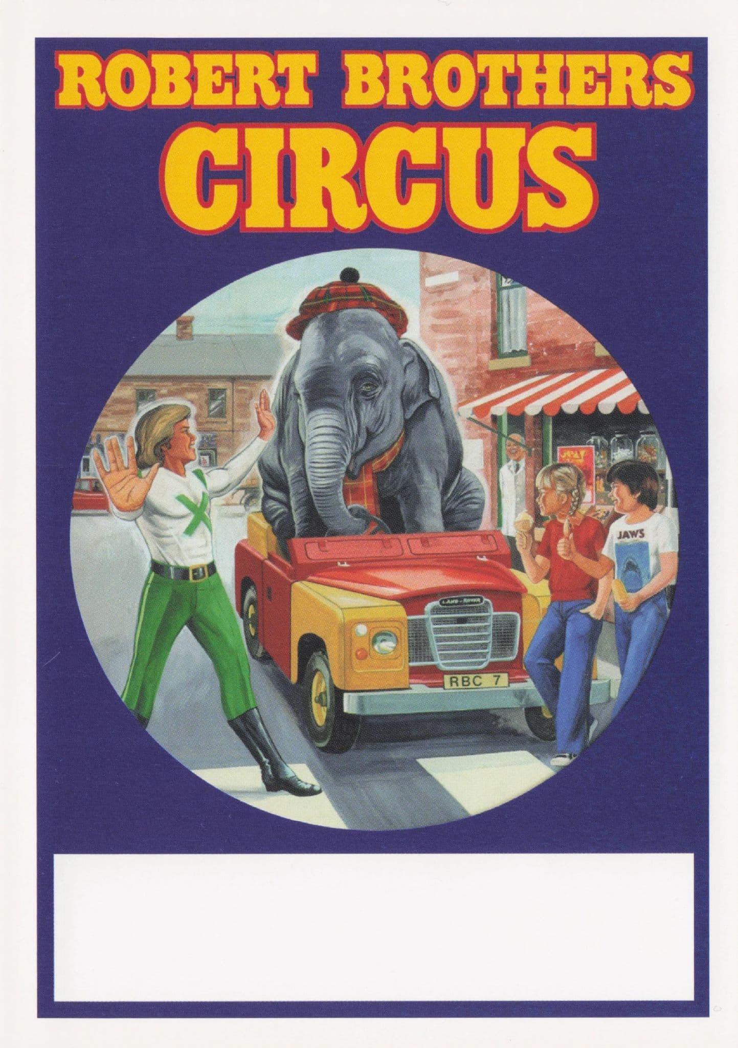 Robert Brothers Circus Elephant Transport Comic Poster Postcard