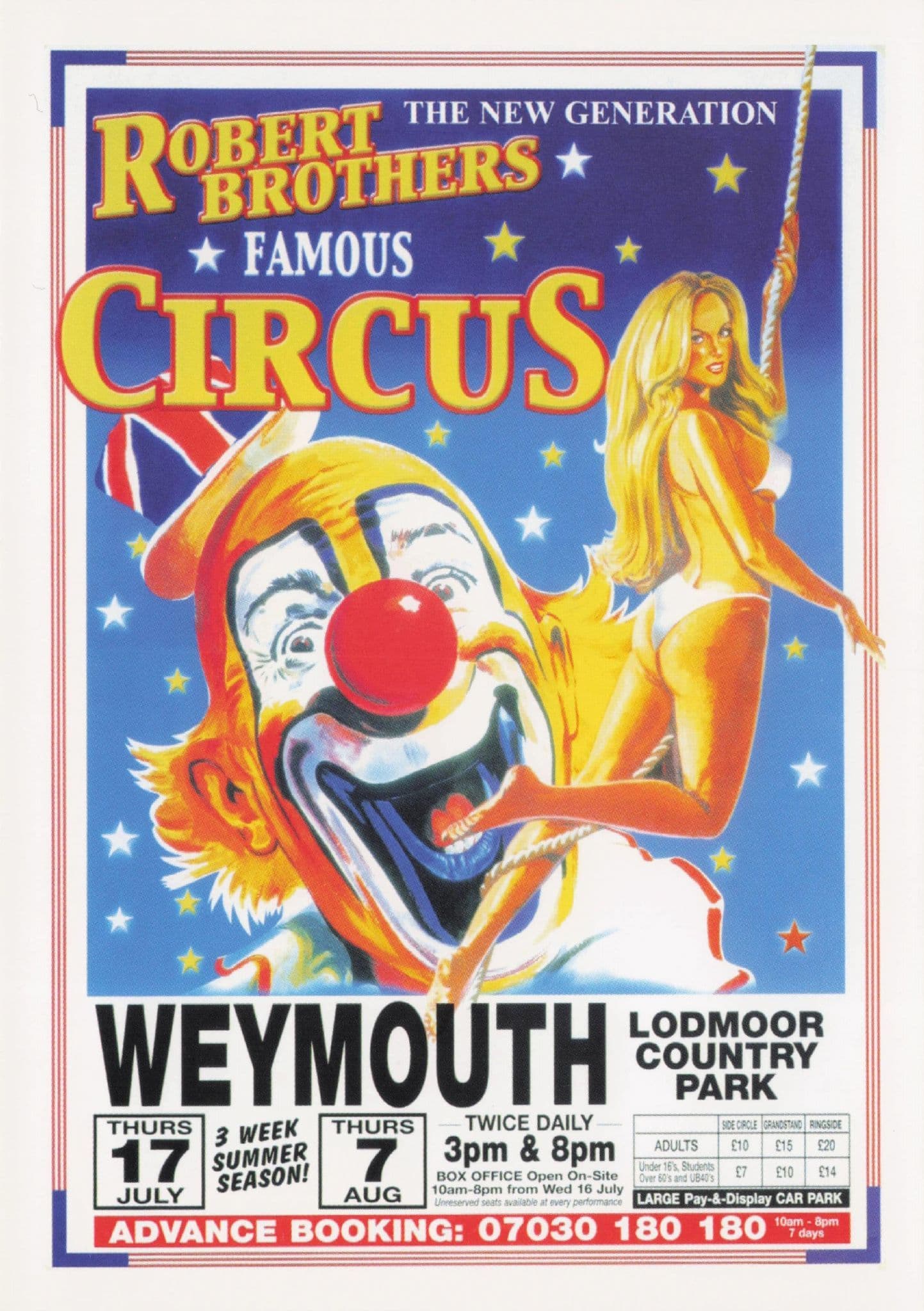 Robert Brothers Circus Weymouth Dorset Sexy Lady Poster Postcard