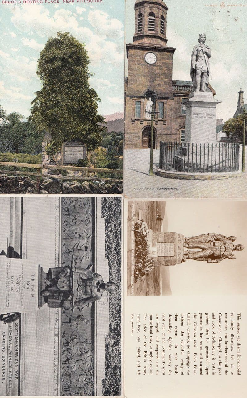 Robert Bruce Statue Pitlochry 4x Scottish Military Monument Postcard s