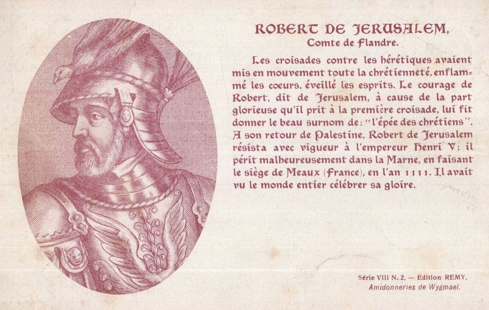 Robert De Jerusalem II Count of Flanders Antique History Postcard