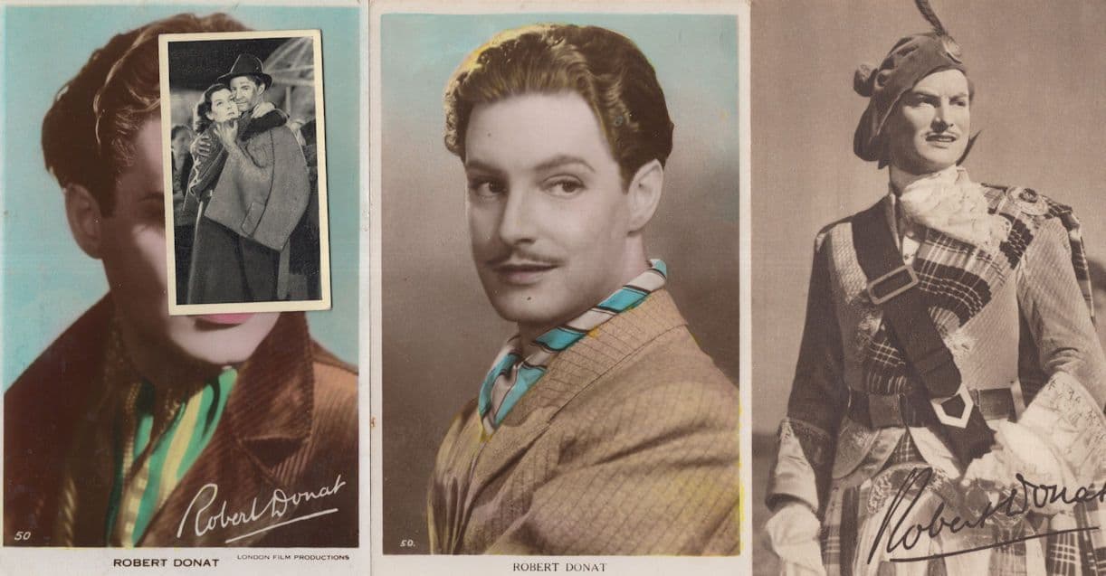 Robert Donat Photogravure Old Facimile Signed 4x Postcard Cigarette Card s