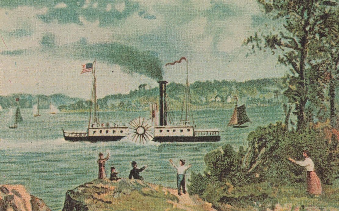 Robert Fultons Claremont Ship New York USA Advertising Postcard