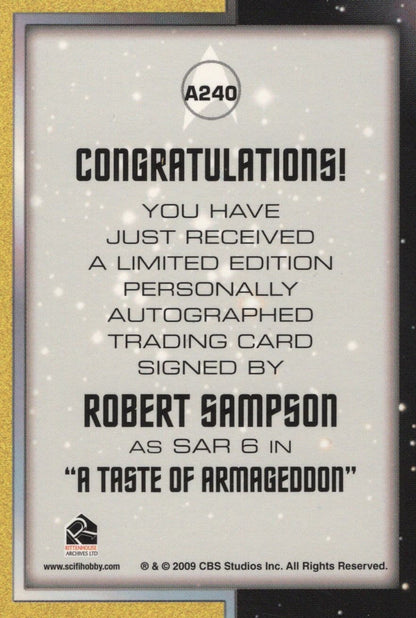 Robert Sampson Star Trek Hand Signed Autograph Card