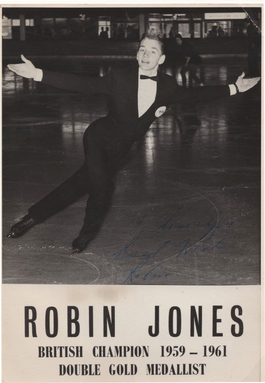 Robin Jones British 1950s Ice Skating Champion Hand Signed Photo